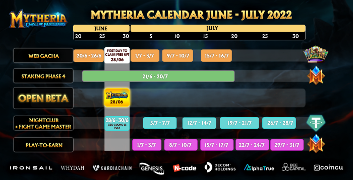 Mytheria Summer 2022 calendar