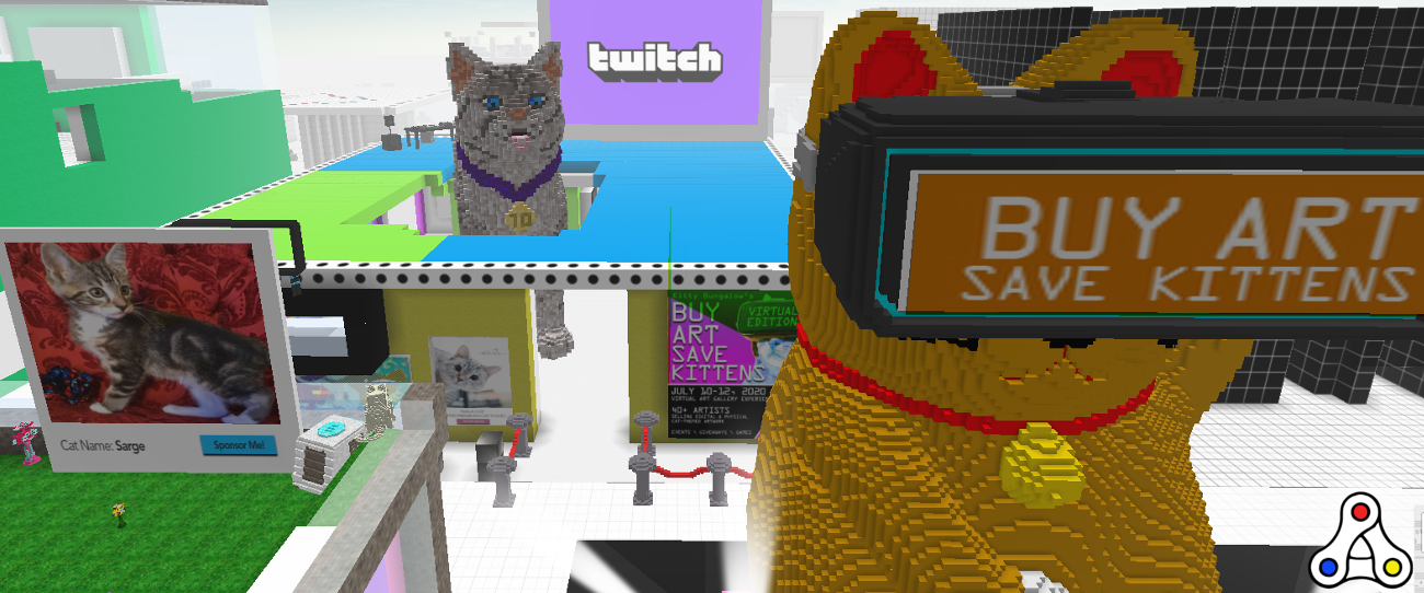 Buy Art Save Kittens Cryptovoxels charity event header