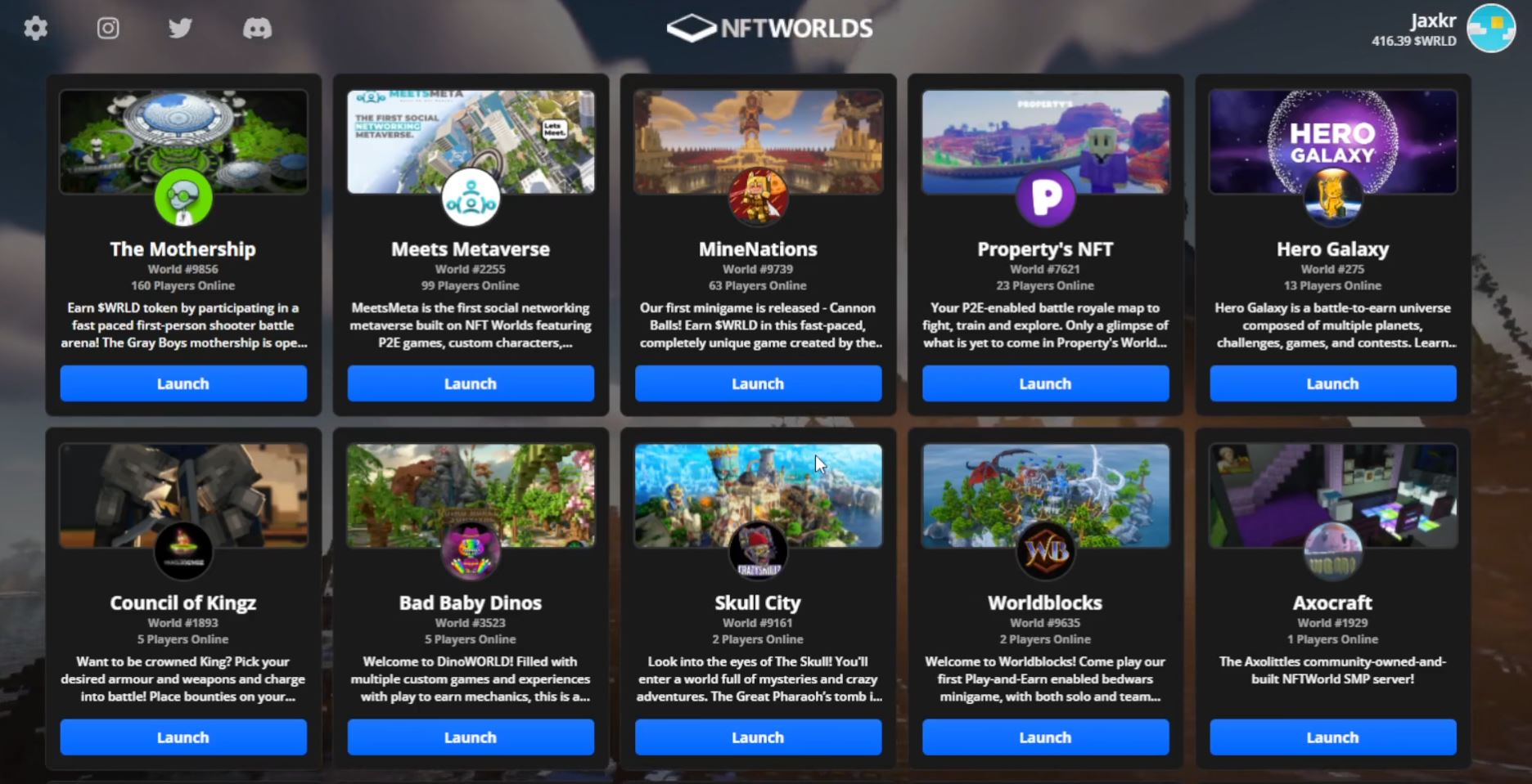 NFT Worlds launcher preview