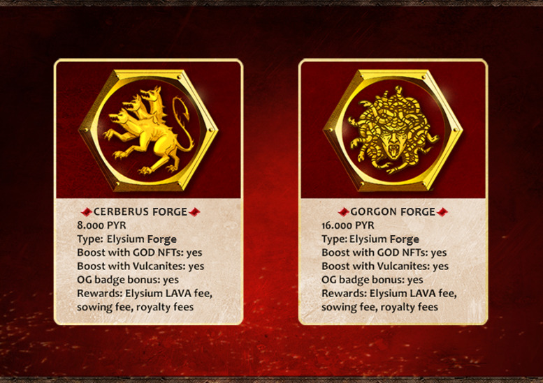 two of the Elysium Forges available