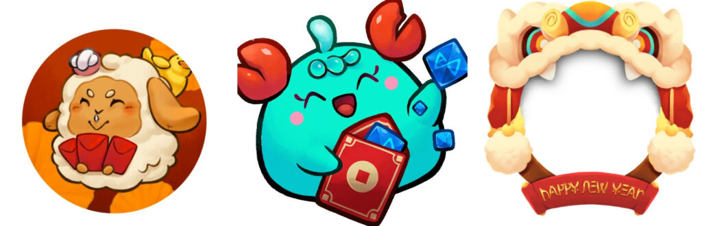 cosmetic rewards from the Axie Lunar New Year event