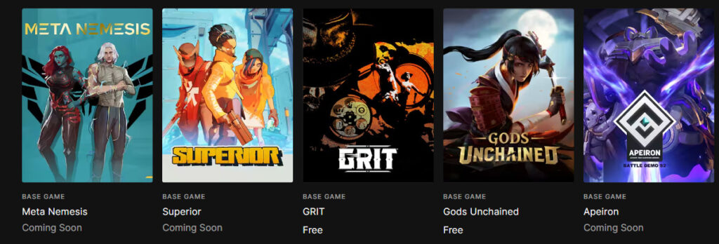 some of the web3 enabled games on Epic Games