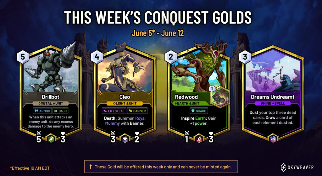 latest Gold cards available in Conquest mode