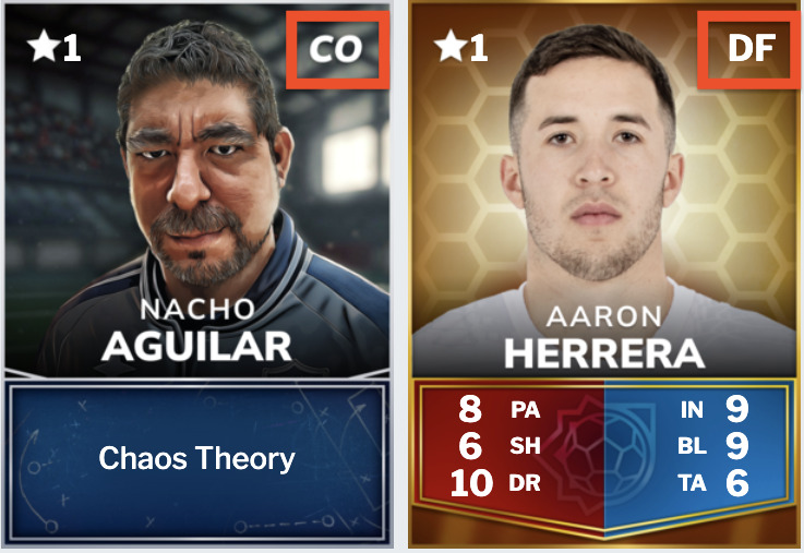 a Coach and a Player card from Genesis League Goals