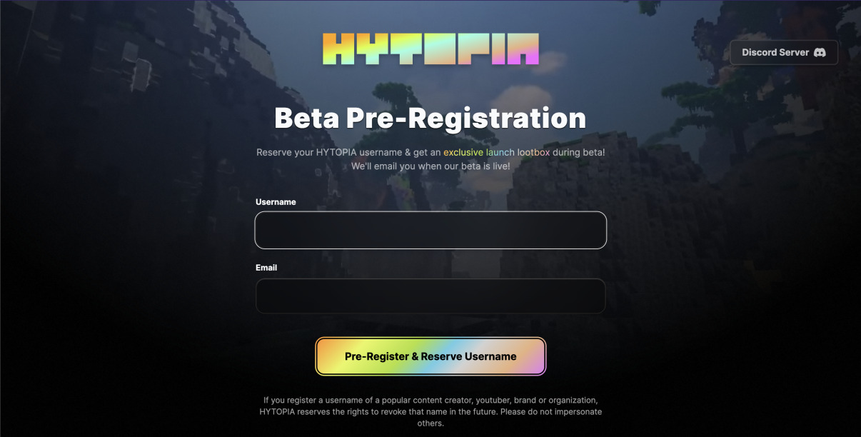 Pre-register for Hytopia Beta and Get a Lootbox