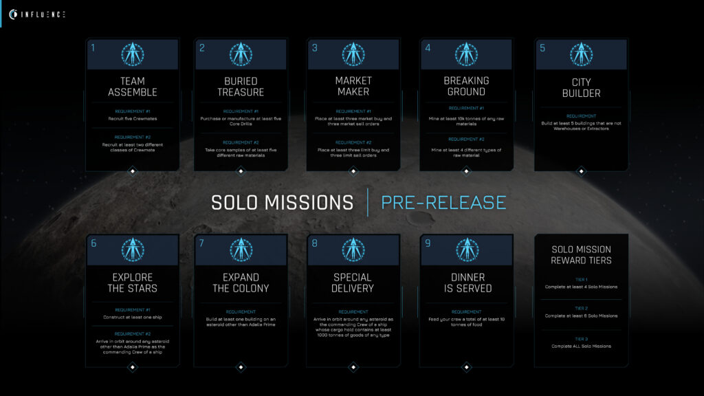 complete missions in Influence pre-release for rewards